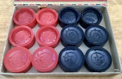 Box of VTG Tournament Play Plastic Interlocking Checkers, 24 Count, USA