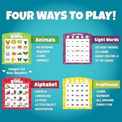 Chuckle & Roar Family Bingo – Educational Bingo Game for Kids Ages 3–6+ | Four G