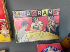 Huge Vintage lot 1930’s & 40s Board Card Games & Toys & Blocks Bingo Anagrams