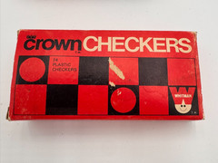 Vintage Whitman Brand Crown Checkers (1969) 24 Piece Plastic Red and Black, NEW