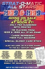 Stratomatic Collectibles Series All-Stars 1939 and 1999 Set + All-Century Team