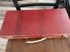 Vintage Mahjong Set Butterscotch Bakelite Tiles & 4 Multicolor Racks