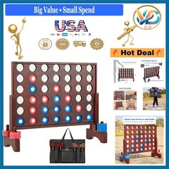 Giant Wooden Connect Four Game Indoor Outdoor Teen Kids 22×26 Inches