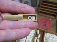 Antique Mahjong 5 Drawer Wood Box Set Bamboo Bone Mah-Jongg