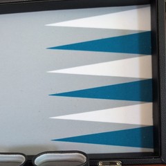 19″ Silverman & Co Large Faux Leather Backgammon Set Black w/teal white & gray