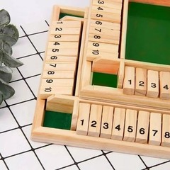 Wooden Dice Board Game Shut The Box for 4 Players Flaps & Dices Game Parent-chi