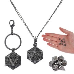 7 Pcs Mini Dice Set, DND Dices Metal Micro Miniature Dice with Hollow Necklac…