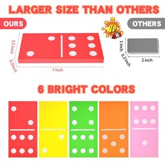 DLUGOPIS 28 Pieces Giant Lawn Dominoes Large Colorful 3.5 x 7 x 0.5 inches