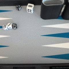 19″ Silverman & Co Large Faux Leather Backgammon Set Black w/teal white & gray