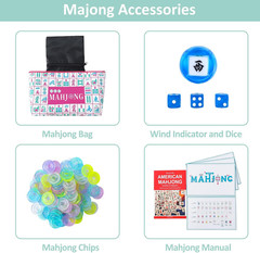 160 Acrylic 4 Layer Engraved American Mahjong Tiles Set with Carrying Bag and Ac