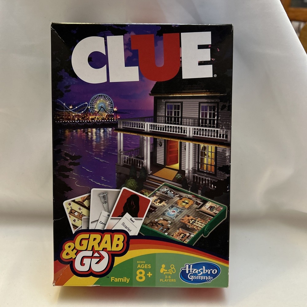 Hasbro Clue Grab & Go Travel Mystery Game 3-6 Players Portable Fun
