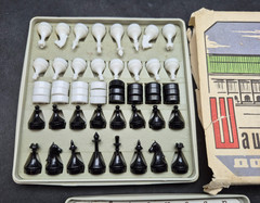 Vintage USSR Magnetic Travel Chess & Checkers Set 2in1 Soviet Board Game