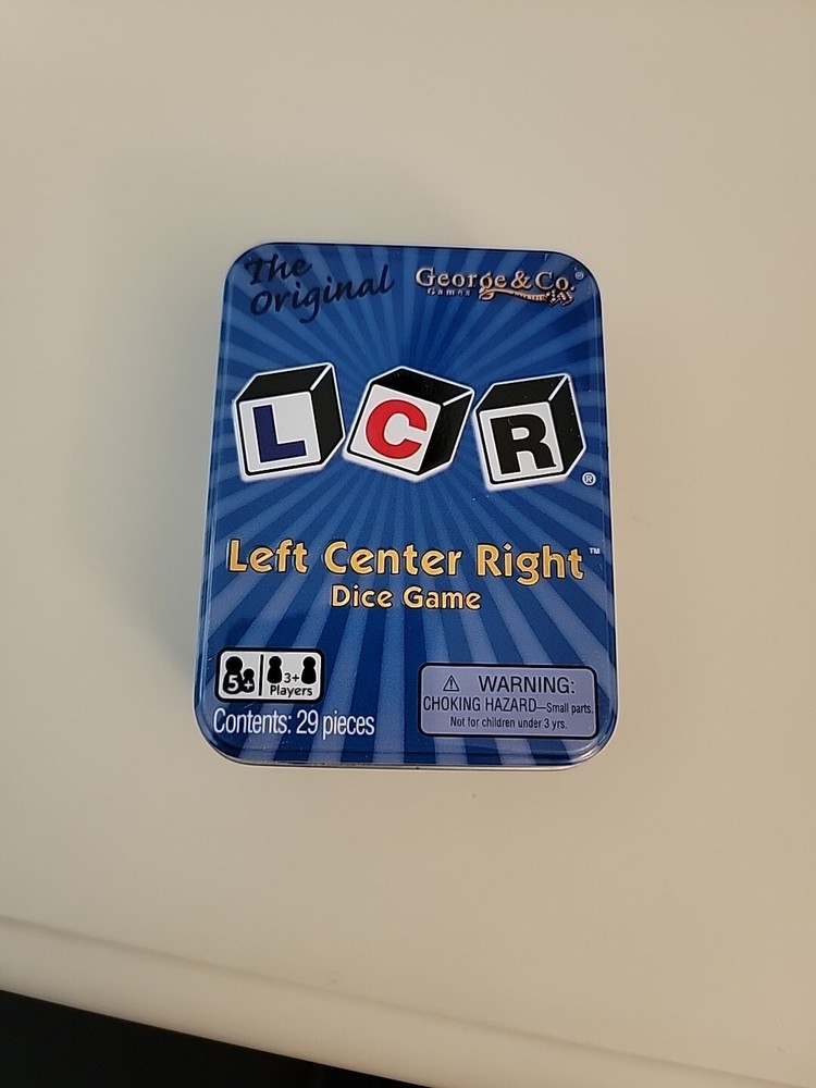 The Original LCR Left Center Right Dice Game Blue Tin George & Company NEW