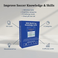 2026 World Cup Soccer Knowledge Trivia Card – 5 Categories, 3 Difficulty Leve…