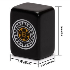 Japanese Riichi Mahjong Set with Black Standard Size Tiles and Black Vinyl Case