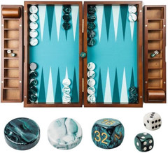 20 Inch Large Backgammon Sets for Adults, Green Backgammon Board, Solid Wood. Re