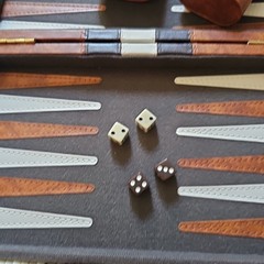 Backgammon Folding Compact 15″ Complete Set Brown Vinyl Board Game Vintage