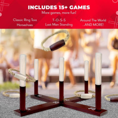 Games – Ring Toss Game (All Weather) – New Zealand Pine – Additional Games Inclu