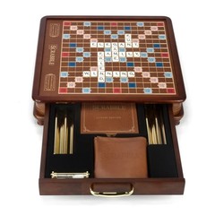 Scrabble Luxury Edition with Rotating Wooden Game Board by Winning Solutions New
