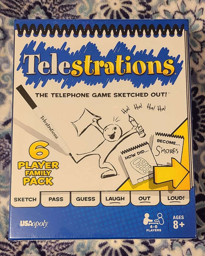 “Telestrations” The Telephone Game Sketched Out! 6 Player Family Pack For Over 8