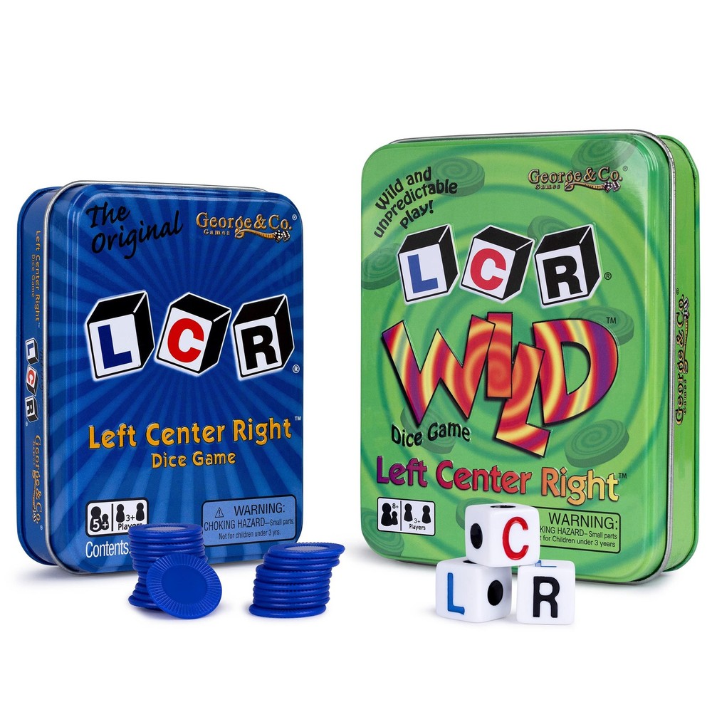 LCR (Left Right Center) in Blue & Dice Game in Green Tin Gift Set Bundle – 2