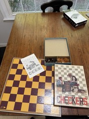 Dynamic Checkers 1972 Great Vintage Condition Solid Birch And Walnut Checkers