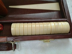 Vintage Backgammon Briefcase Set Game Folding Carry Case Brown No Manual