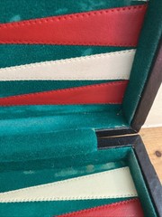 Backgammon Red White Green Set Retro Vintage Leather Style Case Travel Game Kit