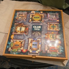 Vintage Monopoly Clue +6 Classic Games Wood Cabinet Used 2004 Chess checker etc