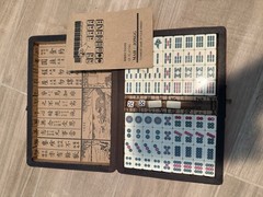 Vintage Chinese Lacquer Mahjong Set Complete Red Dragon Case NEW NEVER USED