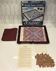 Scrabble Deluxe Travel Edition by Milton Bradley with 96 Tiles & Pouch