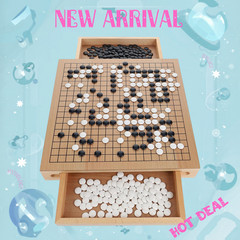 NEW 12″ Traditional Go Board Game Set with Pull-Out Storage Drawers Portable