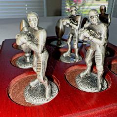 NFL Tic Tac Toe Pewter Mini Figures Figurine Football Players Board Game Lot