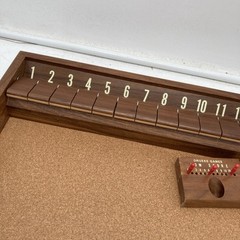 Vintage 1963 Drueke Clapper 12 Game No. 7086 Walnut Shut the Box Board w/ Box