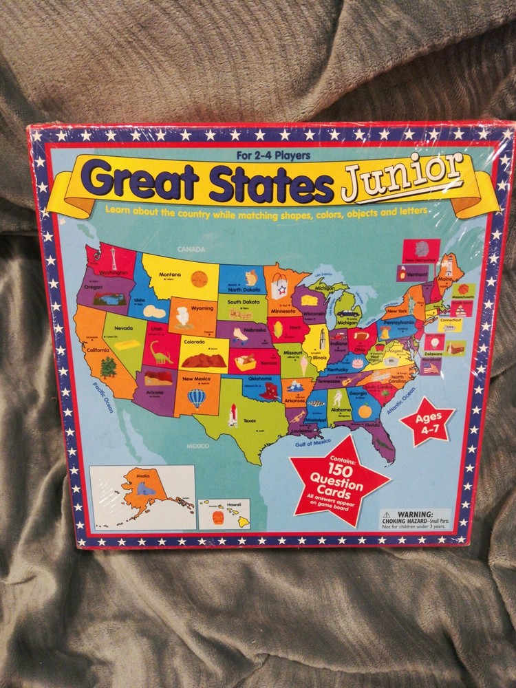 Great States Junior Board Game (2003, International Playthings) Complete