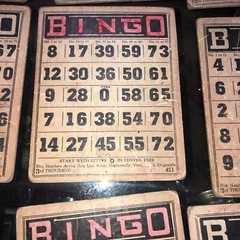 Vintage Lot of 12 Cardstock Bingo Cards Black White Scrapbooking Vignettes 5×6”