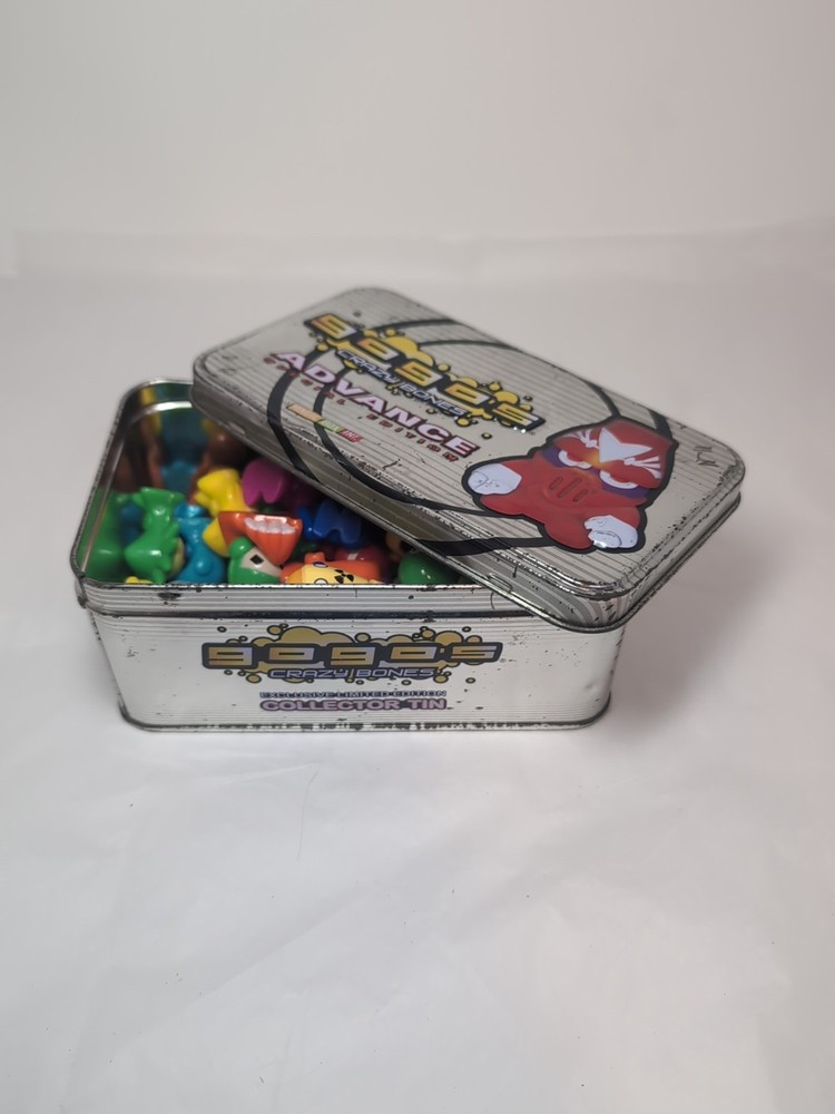 Crazy Bones Lot Of 53 Vintage Multiple Colors Plus Collectors Tin