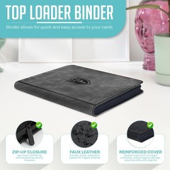 Trendiphy Top Loader Binder – 9 Pocket (3″ 9 pockets, each 3″ x 4″, Dark Grey