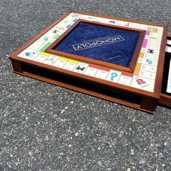 HUGE Monopoly Luxury Edition Blue Board Game Collectible Wood – PARTS MISSING !