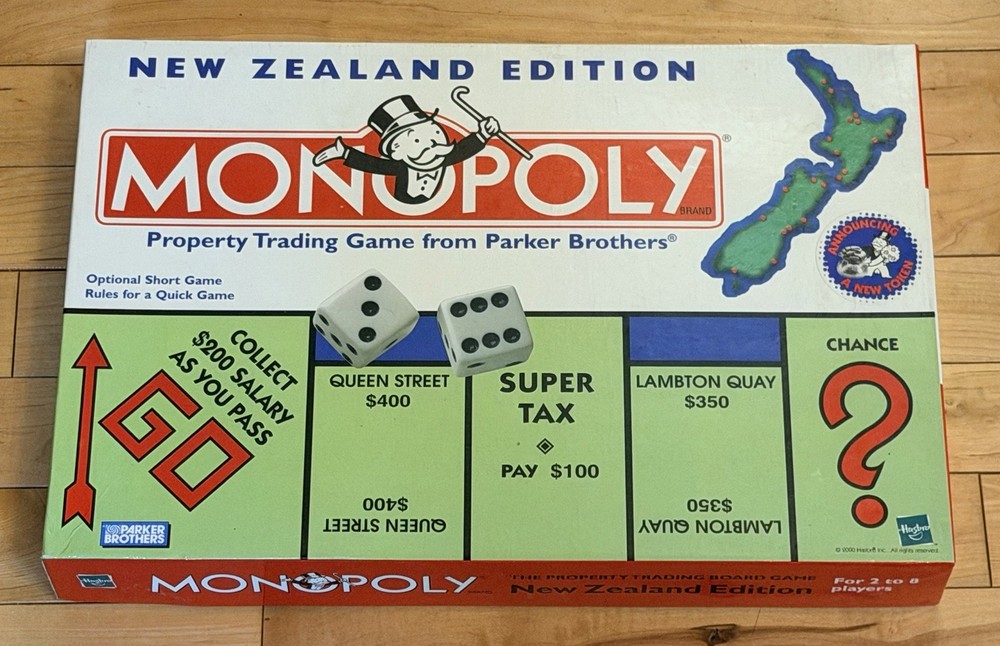 Monopoly New Zealand Edition 2000 Parker Brothers Complete 11 Tokens Rare Hasbro