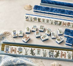 🌊Beach blue Mahjong Complete Tile Set, Blue & White Tiles (160tiles)