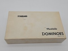 Vintage Marblelike Green Standard Dominoes Original Box Made In USA