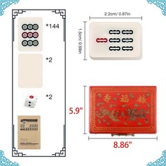 Vintage Chinese Mahjong Set Traditional 144 Tiles Mah-Jong Game Set Case Box