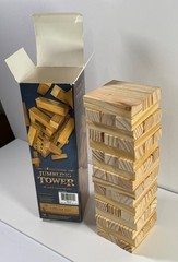 Wooden Tumbling Tower Game 48 Solid Wood Blocks Complete Lightly Used