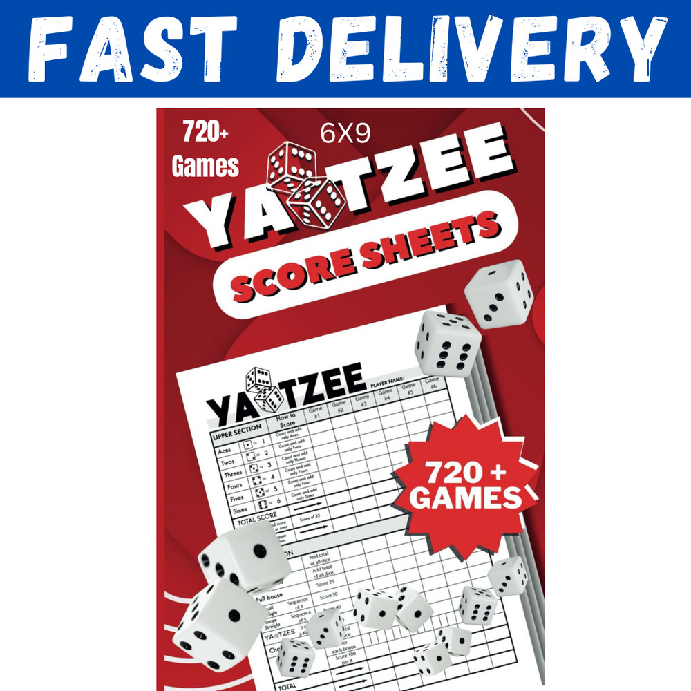 Score Pads for Yahtzee : Large Print 6X9 Yahtzee Score Sheets 720+ Games for Sco