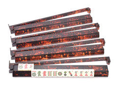 Mahjong Tortoise Shell Rack & Pusher Set of 4, Matte Finish, Hinged, set of 4