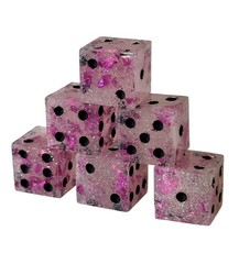 Resin Dice Set 6pcs – Pink Foil Black Dots – Handmade Replacement Dice Games