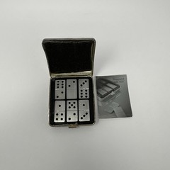 Vintage Travel Pocket Dominoes Set Metal Case Complete w/ Rules Compact Game
