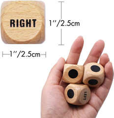 3 Pcs Wooden Dice LCR Left Right Center Party Game Set w/ Storage Bag