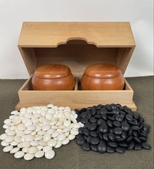 Clam Go Stones Size34 178pcs Nachiguro Black 180pcs & Go Bowls w/BOX IGO Japan